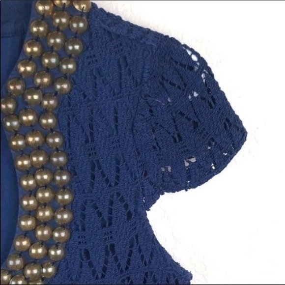 Trina Turk Classic Bonita Backgammon Lace Dress in Navy - Picture 5 of 7